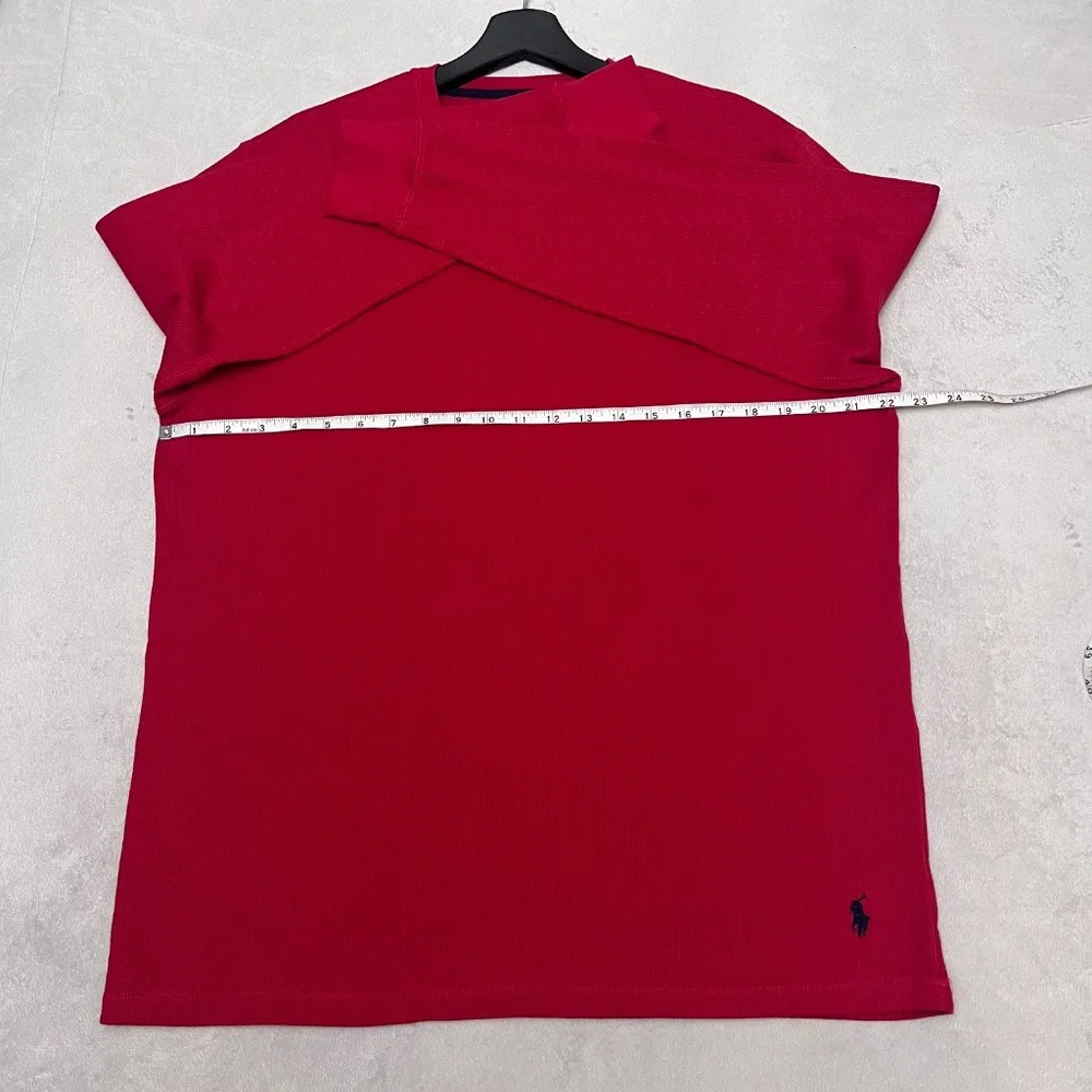Polo Ralph Lauren Men's Red  Waffle Knit Thermal Crew-Neck Long Sleeve Sz XL